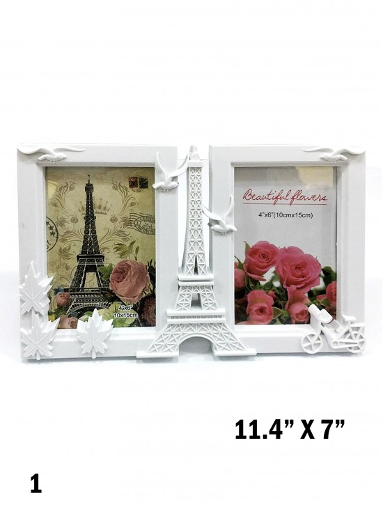 Eiffel Towel design Double Opening Plastic Photo Frame (4" X 6")